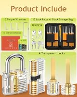 32-Piece Lock Picking Kit with 4 Transparent Training Locks Orange view 2