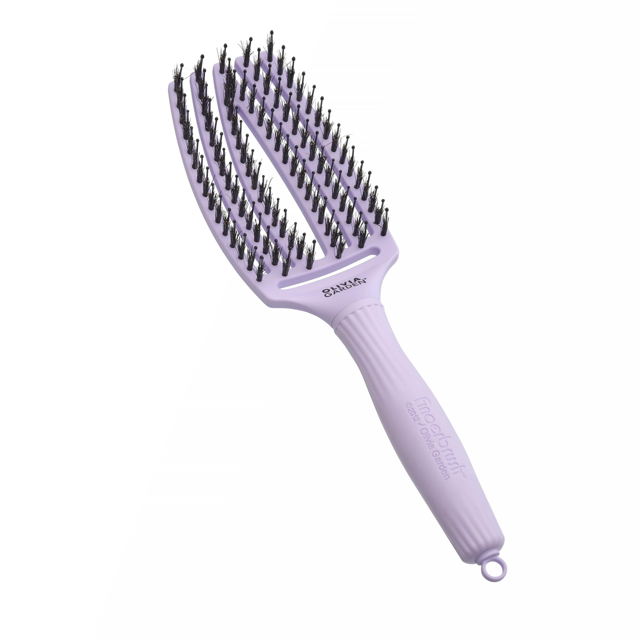 Olivia Garden Fingerbrush Care Iconic - Medium - Lavender - Detangling Hairbrush with Boar & Nylon Bristles for Ultimate Shine & Smooth Styling — image 1