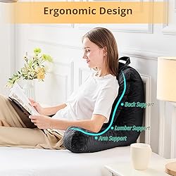 Sasttie Reading Pillow for Bed, Velvet Back Support