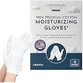 4 Pairs Cottonnerie Original Cotton Gloves for Dry Hands Sleeping, Moisturizing Gloves Overnight, Hand Moisturizer Gloves, Moisture Gloves for Dry Hands Overnight, Sleeping Gloves, Medium