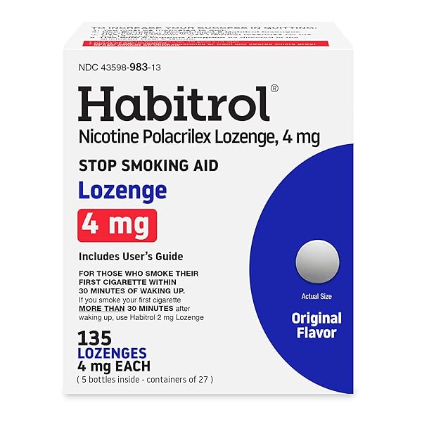 HABITROL NICOTINE LOZENGES – 4 MG, ORIGINAL FLAVOR, 135 COUNT – NICOTINE LOZENGE TO REDUCE CRAVINGS & HELP QUIT SMOKING