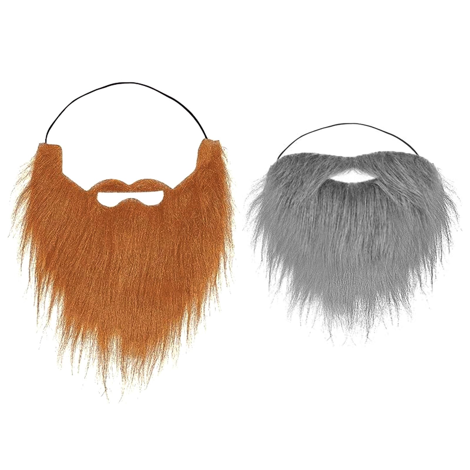 SSKHE Party Novelty Fake Beard, Realistic Halloween Beard, Funny Beard, Santa Claus Beard, Fake Moustache with Elastic Strap for Masquerade Mask Halloween Christmas Supplies (Grey/Brown)