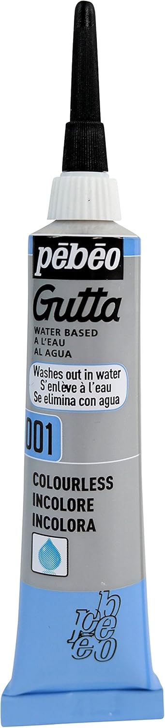 Pebeo 147-001 20 ml Setasilk Silk Painting Colourless Water Based Gutta Tube, Transparent, 20 ml (Pack of 1)