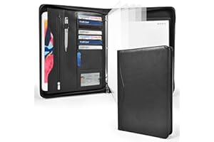 Deziliao 3-Ring Padfolio Portfolio Binder Organizer, Document Organizer Folio, 10.4 Inch PU Leather Business Portfolio with Z