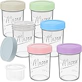 Xyptorix 16 oz Overnight Oats Containers with Lids, 6-Pack Leak-Proof Wide Mouth Mason Jars & Separate Compartments for Fruits/Nuts, Airtight Glass Jars for Chia Pudding, Yogurt, Parfait and Salad