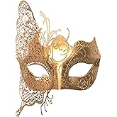 Seglorwy Womens Masquerade Mask Metal Rhinestone Venetian Halloween Christmas Evening Prom Ball Party Mask