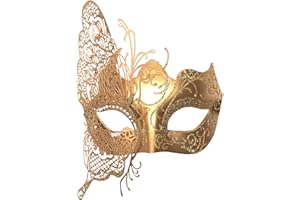 Seglorwy Womens Masquerade Mask Metal Rhinestone Venetian Halloween Christmas Evening Prom Ball Party Mask