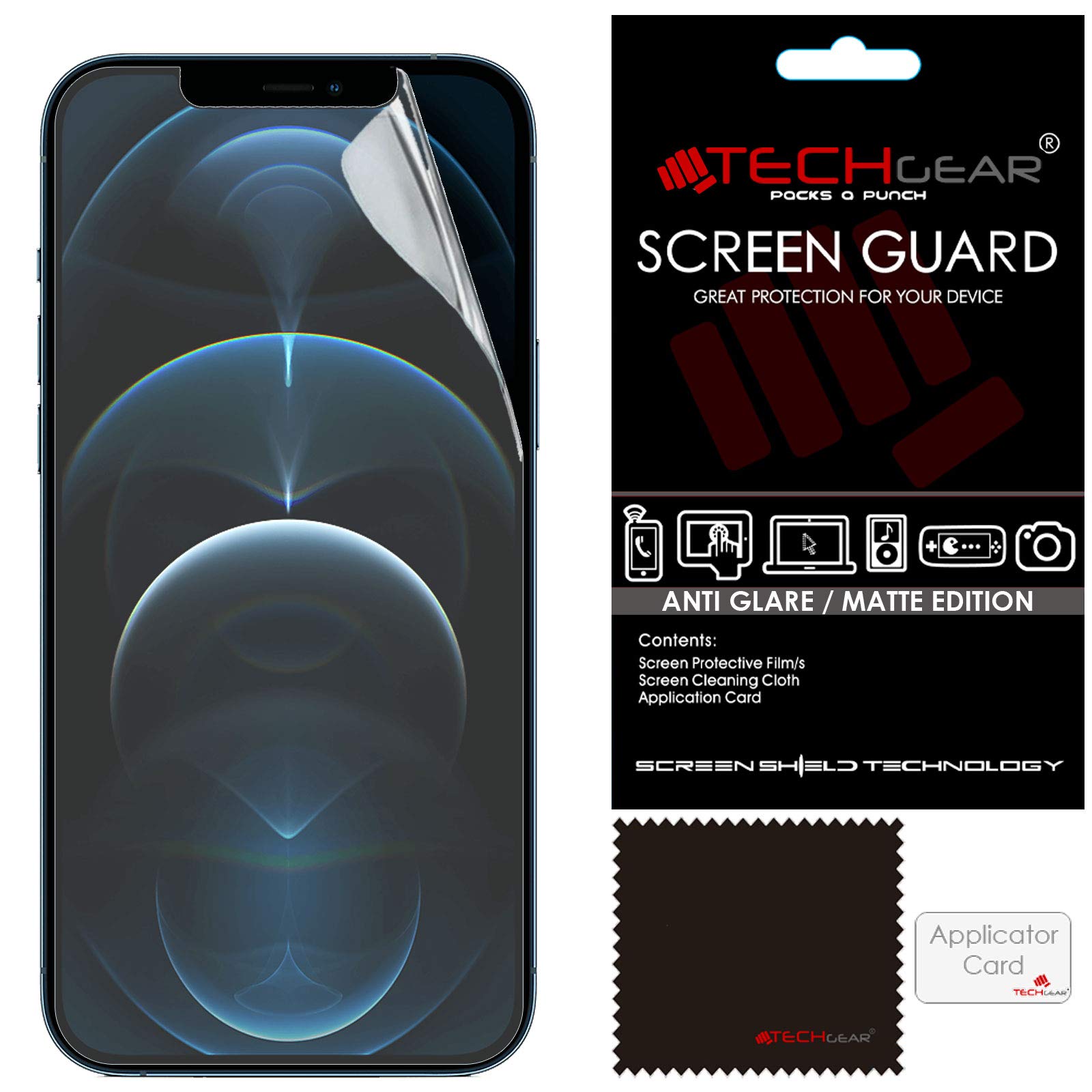 TECHGEAR [Pack of 5 Matte Screen Protectors for iPhone 12 Pro Max - ANTI GLARE/MATTE Screen Protectors With Cleaning Cloth & Application Card Compatible with iPhone 12 Pro Max 6.7"