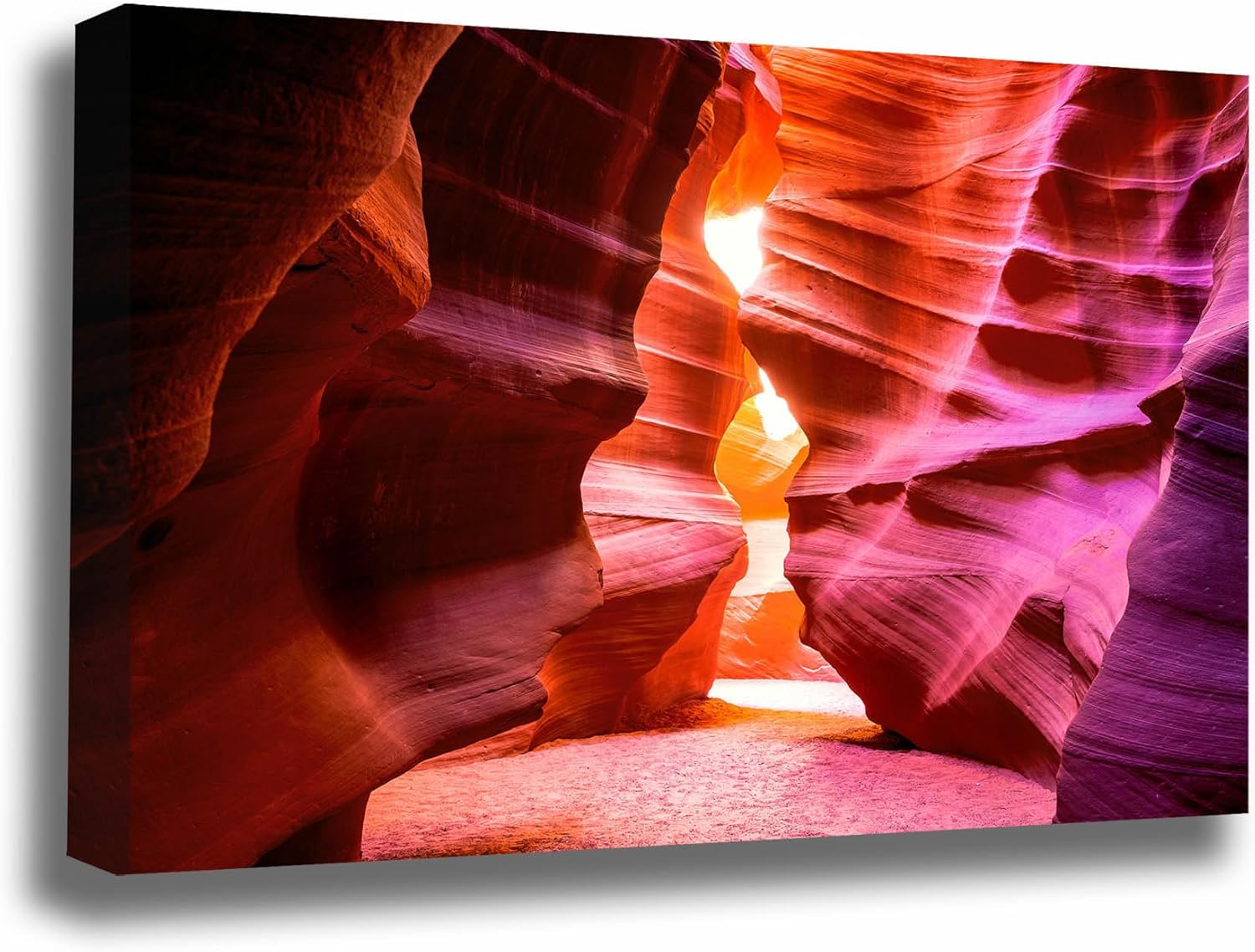Photographs - Antelope Canyon Canvas Wall Art (Not Framed) Gallery Wrap of Slot Canyon Walls Shaped as Hourglass Leading to Sunlight Desert Photography Southwestern Decor (16