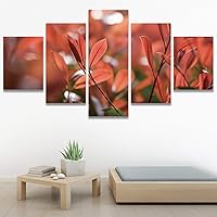 SIGNWIN 5 Panel Canvas Wall Art Modern Art Decorative Elements Expressive Leaves Multicolor Patterns Photography for Home Decorations Ready to Hang - 60
