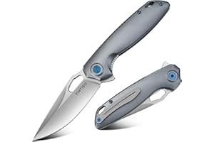 FINTISO Pocket Knife 3.38" Folding Knife Premium Swedish 14C28N Blade, Small EDC Knife with 6061 Aluminum Alloy Handle, Camping Survival Hiking Knife, Best Gift for Men Women