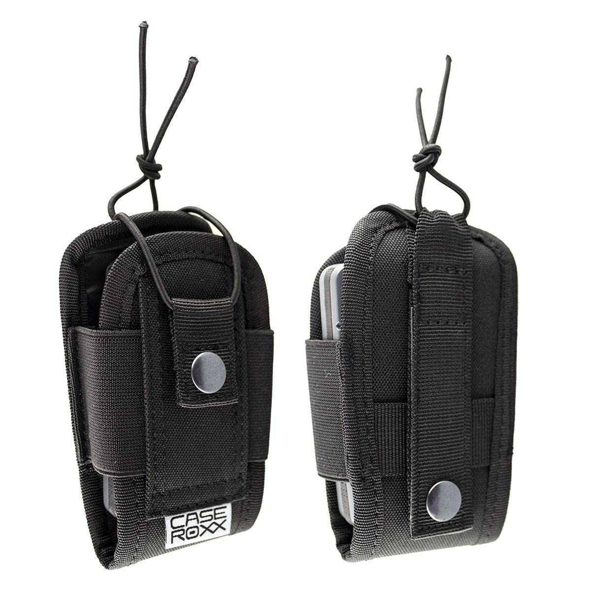 caseroxx Emergency Pager MOLLE Holster Compatible with Airbus, Motorola Tetra pagers, etc. [Protective Holster with Belt Loop and Variable Cord Strap Closure in Black]