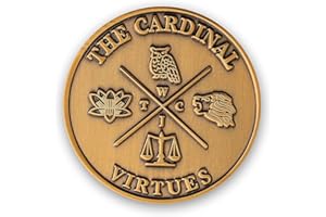 STOIC STORE UK The Cardinal Virtues Stoic Coin - Double Sided 38mm 4 Cardinal Virtues Coin - Daily Inspirational Coins for Stoicism Gifts, Stoic Challenge - Novelty Coins, Tokens, Medallions