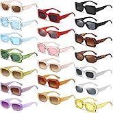 QYVEWY 20 Pack Rectangle Sunglasses Bulk for Adult Retro 90s Small Sun Glasses UV400 Protection