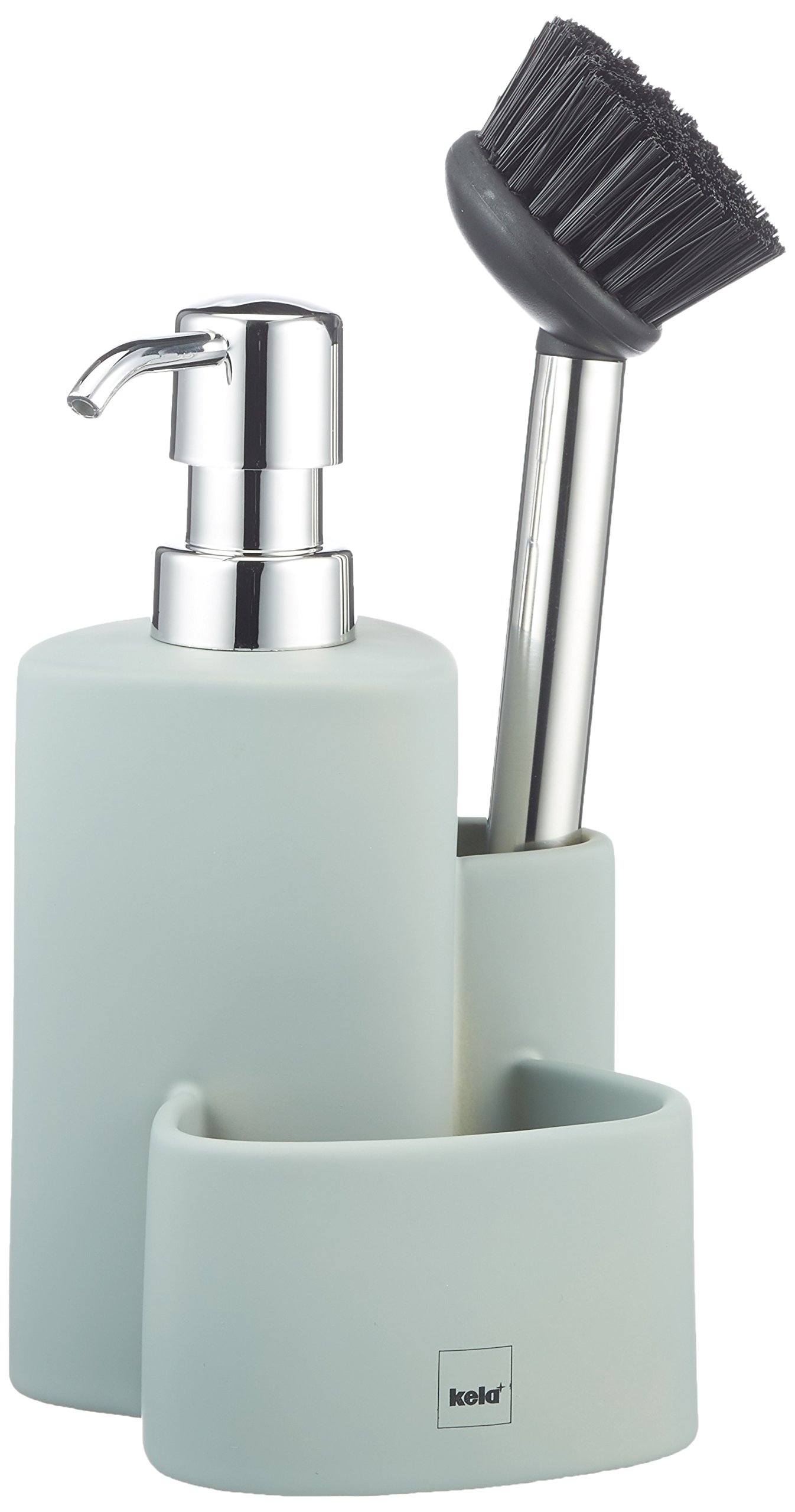 kela Purana 12081 Soap Dispenser with 2 Storage Compartments 350 ml Ceramic Flush Station Light Grey