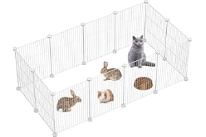 FUNLAX Small Animal Playpen, DIY Pet Playpen, Rabbit Cage, Guinea Pig Cages, Puppy Playpen, Kitten Playpen, Dog Gate, Wire Yard Fence Indoor/Outdoor for Hamster, Chicken, Hedgehog, Turtle 12 Panels