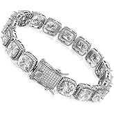 TRIPOD JEWELRY 10mm Tennis Bracelet for Women Men 18K Gold/Rose Gold/White Gold Plated Iced Out Chain Bracelet With Full Iced Clasp - Sizes 7.5-8.5 Inch