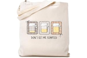 TSIIUO Sourdough Bread Baking Canvas Tote Bag for Women Don't Get Me Started Funny Baker Gifts Grocery Shopping Bag