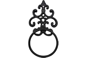 Comfy Hour Victorian Scroll Decorative Towel Ring, Heavy Duty Cast Iron Hand Towel Holder for Bathroom, Vintage Rustic Wall M