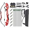 GOLRESOL 50" Archery Bow and Arrows for Adults Takedown Recurve Bow Right Hand Metal Riser with Arrows Quiver for Target Shooting Practice