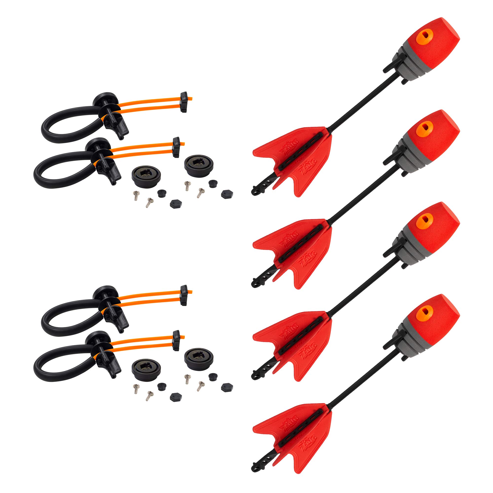 Photo 1 of Zing Z Tek Bow Bungee Replacements and Arrow Refill Pack - Includes 2 Orange Z Tek Bungee Sets and 4 Red Zonic Whistling Arrows, Launches up to 250 Feet