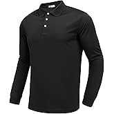 PINSPARK Long Sleeve Polo Shirts for Men Moisture Wicking Golf Shirts Quick Dry Work Hiking Casual Collared Shirt