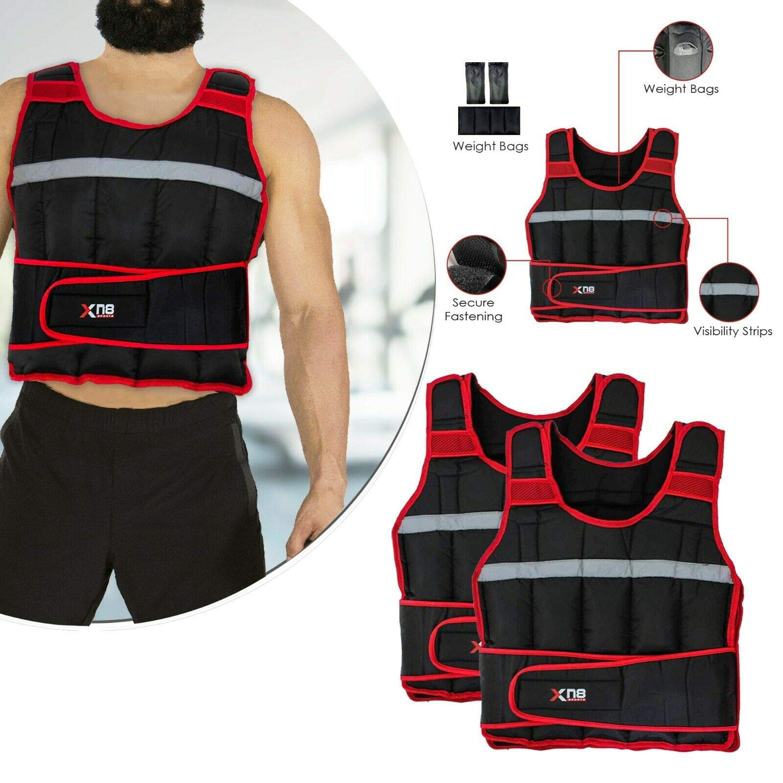 Xn8 Sports Weighted Vest 5,10,15,20Kg Weight Loss Training Running