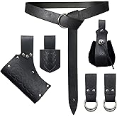 EpicCos 6 PCs Renaissance Belt Costume Accessories Pouch Skirt Sword Frog Viking Horn Belt Holster