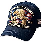 US 250th Anniversary Baseball Cap - Patriotic Eagle Embroidered Cap, Adjustable Cotton Baseball Cap for Both Men and Women