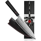 Chef Knife 8 Inch - Hand Forged Kitchen Knife with 67-Layer Japanese Damascus Steel, AUS-10 Core & G10 Handle - Ultra Sharp, Perfectly Balanced Gyuto Knife for Home Chefs and Professionals