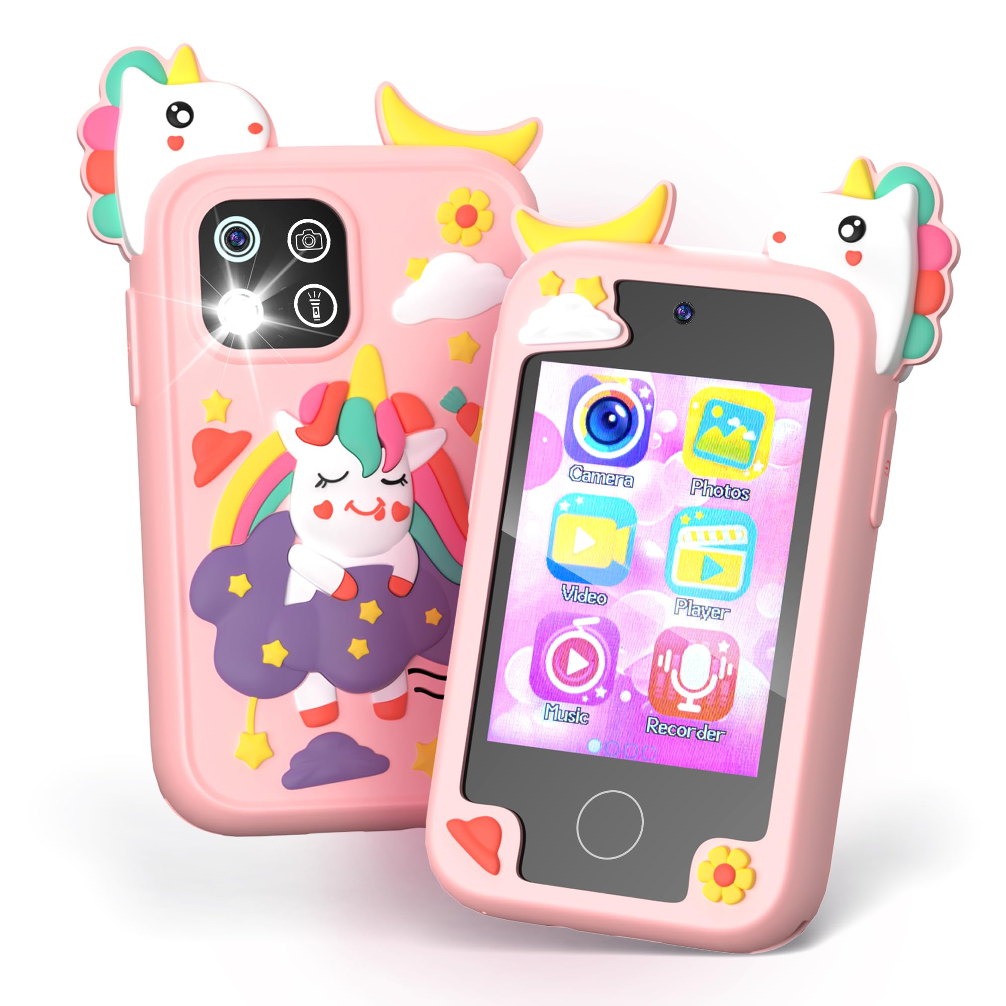 Kids Phone Toy for Boys Girls Age 3-10, 2.8”Touchscreen Phone Toy Gifts with Dual Camera, Learning Games, Music Player and 32GB Card (Pink) — image 1