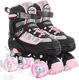 Nattork Adjustable Kids Roller Skates with Light Up Wheels for Beginners