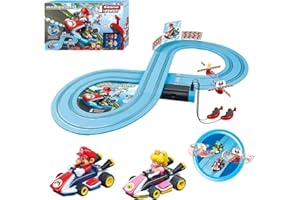Carrera First Mario Kart Slot Car Race Track - Includes 2 Cars: Mario and Peach - Battery-Powered Beginner Toy Racing Set for Kids Ages 3 Years and Up