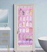 MISSLO Kids Over Door Shoe Organizer 24 Pockets Pink Breathable Mesh view 6
