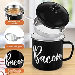 Bacon Grease Saver with Strainer - Mini 15oz Enamel