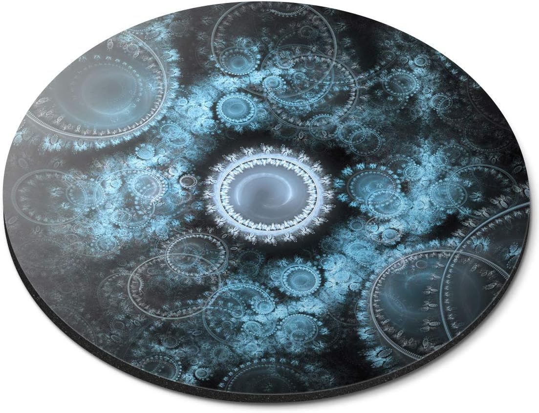 Fractal Pattern Time Space Concept - Flexible Round 5mm Rubber Mouse Mat Pad Office Home Novelty Printed Desk Accessory 21552