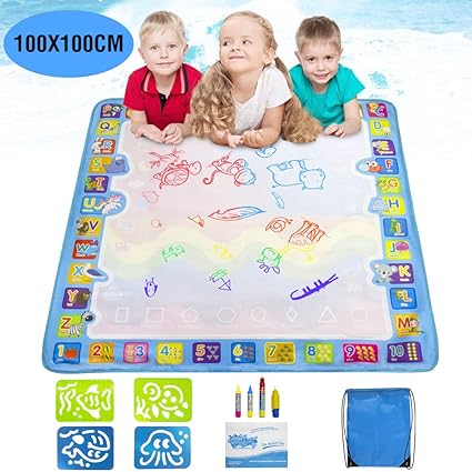 Gozheec Tapis Aquadoodle 100100cm Tapis Dessin Eau De Grand Taille Tapis Doodle Enfants Magique Avec Emballage De Transport Jouet éducatif Cadeau