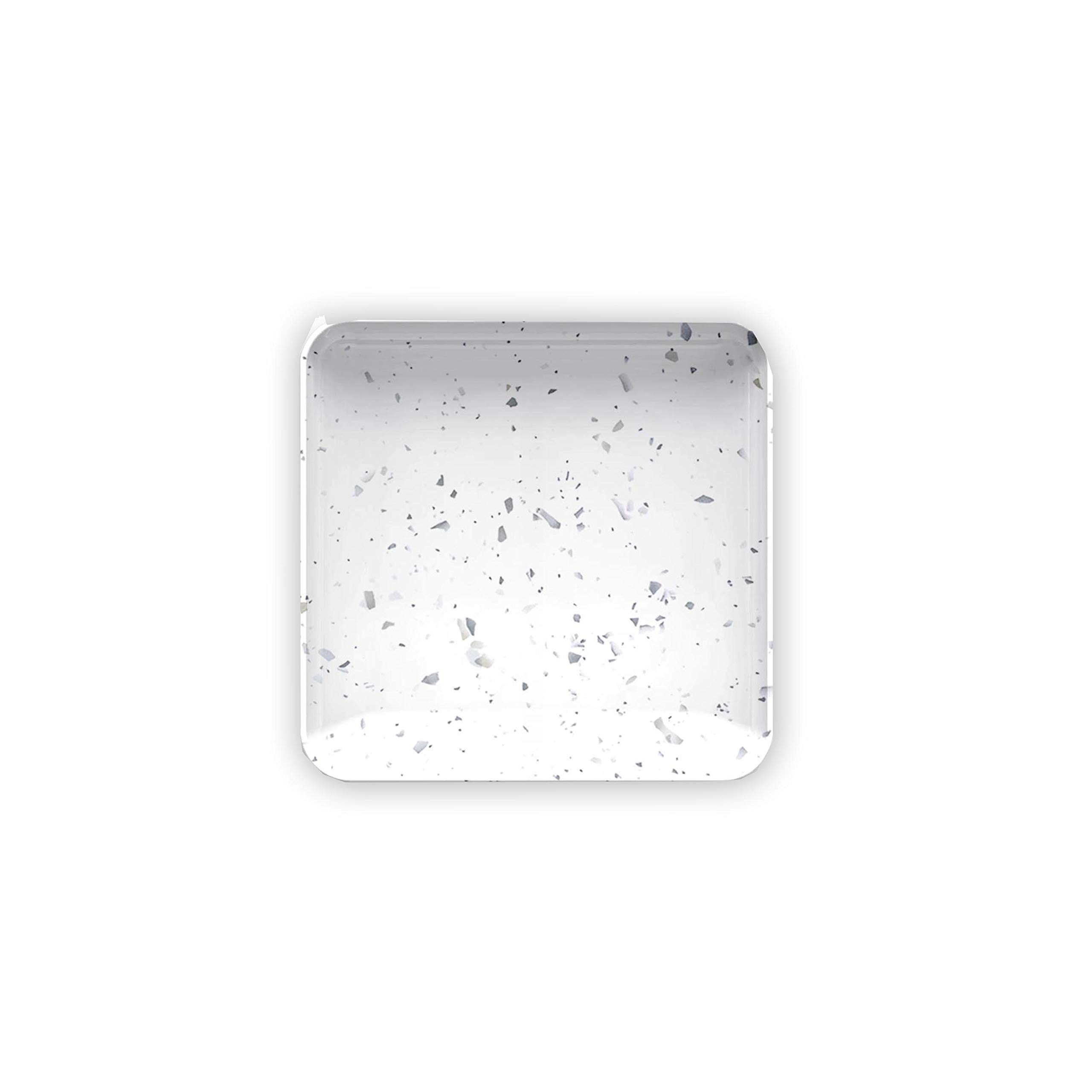 White Terrazzo Outdoor/Camping/BBQ - Plastic/Melamine Small Appetiser Plate for Nibbles