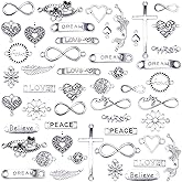 HERZWILD Jewellery Connector Metal Mixed Charms Pendant Set DIY Jewellery Pendant Infinity Sign Pendant Heart Jewellery Connector DIY Craft Charms, Metal…