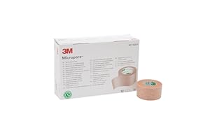MICROPORE 3M Microfoam Surgical Tape, Non-Sterile, Easy Tear Paper, Tan, 1 in x 10 yds, 12 Count