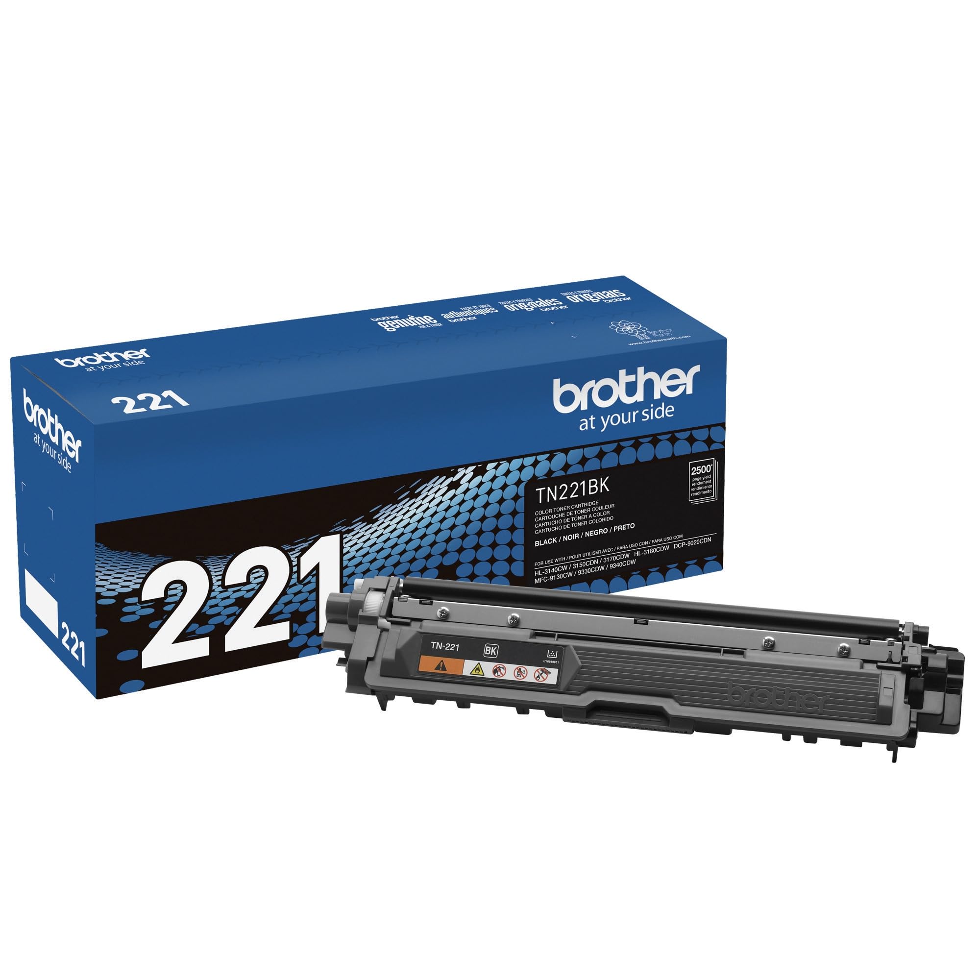 Photo 1 of Brother Genuine Standard Yield Toner Cartridge, TN221BK, Replacement Black Toner, Page Yield Upto 2,500 Pages, Amazon Dash Replenishment Cartridge, TN221