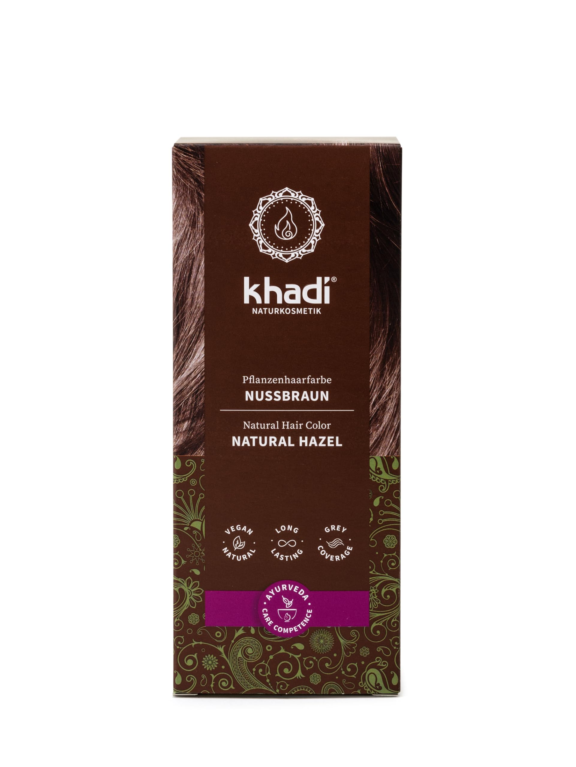 Khadi Nut Brown Plant Hair Dye with Henna and Amla, Natural Hair Colour, 100% Natural and Vegan, 100 g