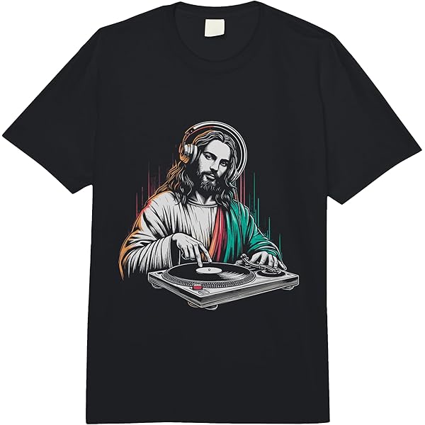 イエス・キリスト DJ Tシャツ Amazon.com: Jesus Christ DJ - Funny Vintage Holy Turntables Music