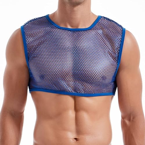 blue fishnet crop top