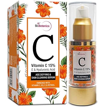 StBotanica Vitamin C 15%, E & Hyaluronic Acid Face Serum (Brightening + Anti Aging), 30ml - Age Defying & Skin Clearing Serum
