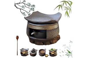 Handmade Ceramic Tea Stove Warmer Set, Cedar and Zen Aromatherapy Burner, Wax Melts Warmer with Tealight Holder, Zen Incense 