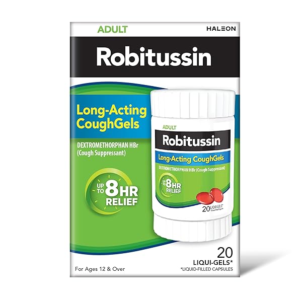 ROBITUSSIN 8 HOUR LIQUI-GELS COUGH, ADULT FORMULA – 20 COUNT LIQUI-GELS
