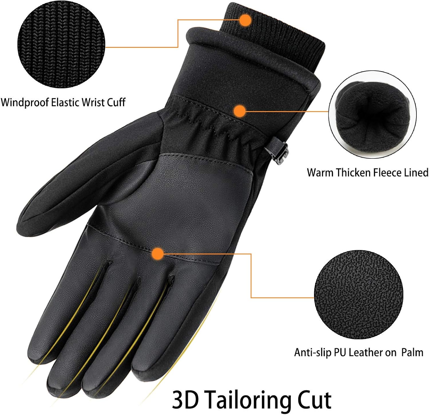 GORELOX Winter Gloves for Men and Women - Touch Screen Waterproof Windproof Thermal Ski Gloves in Cold Weather for Driving Motorcycle Cycling Warmest Gloves : Clothing
