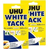UHU White Tack Twin Pack - Sticky Reusable Adhesive Putty