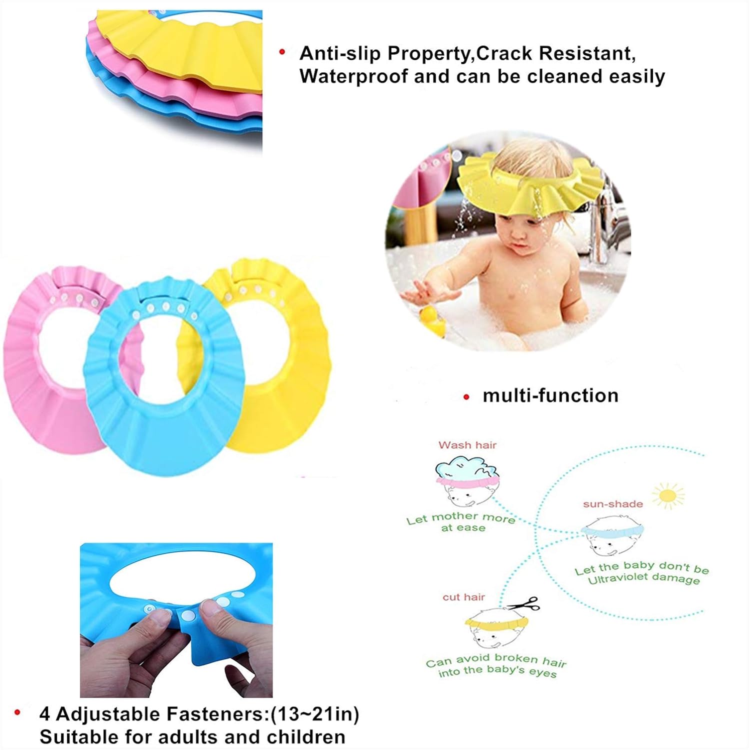 Baby Bathing Shampoo Shower Protection Hat - Soft Hat Adjustable Visor Cap for Toddler, Children, Baby, Kids : Baby